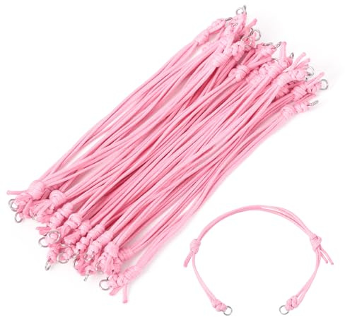 Sparkeads, 20 piezas de 23,5 cm de cordón de pulsera trenzada sin terminar, cordón de poliéster encerado ajustable para pulseras de la amistad, manualidades de joyería DIY, Rosa Perla