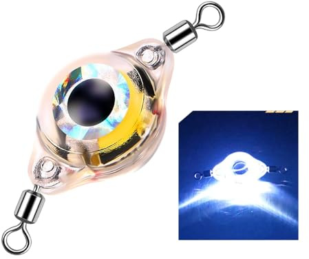 AOOOWER Leurres de pêche à la traîne sous l'eau Clignotant Cuillères de pêche à LED Appâts clignotants Double émerillons Leurre Portable Pivotant Lumière LED pour appât de poisson