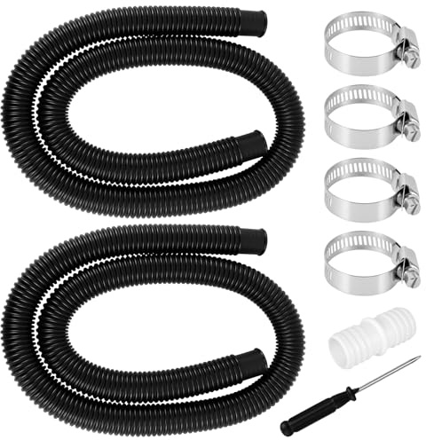 Poolschlauch 32mm, 2 Stück 1.5m Schlauch für Poolpumpe (Schwarz) | Pool Ersatzschlauch mit 4 Sicherungsclip und 1 Schlauchverbinder, für Poolpumpen, Filterpumpe und Schwimmbad