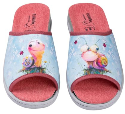 PLUMAFLEX 12404 Caracol Zapatilla DE CASA Abierta Mujer Azul-Rosa 38