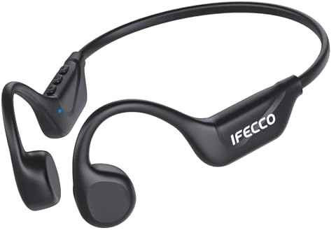IFECCO Auriculares Conduccion Osea Bluetooth 6.2 – Cascos Conduccion Osea Inalambricos con Micrófono,IPX5 Impermeables Auriculares Oseos para Correr Ciclismo Fitness