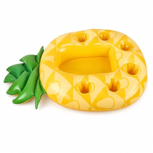 Aufblasbare Ananas Pool Float mit Getränkehalter Tablettl, multifunktionale schwimmende Getränkebar