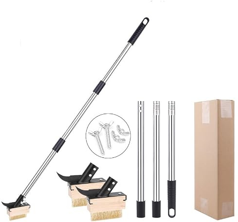 Brosse à Mauvaises(80-160cm), Grattoir pour éliminer Les Mauvaises Herbes et la Mousse pour Terrasses, Cours, Jardins, allées (120cm)