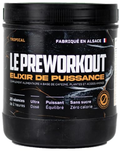 LE PREWORKOUT - Elixir de Puissance | Fabriqué en Alsace | 2h d'Énergie Intense Sans Crash | Booster Pré-Entraînement Force, Endurance, Focus | Citrulline 8g | Rhodiola & Ashwagandha | Tropical