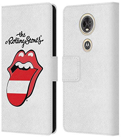 Head Case Designs Officially Licensed The Rolling Stones Austria International Licks 1 Leather Wallet Case Compatible with Motorola Moto E5 Plus