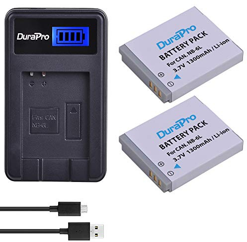 DuraPro 2er-Pack NB-6L, NB-6LH Akku + LCD USB Ladegerät für Canon PowerShot SX530HS, SX710HS, SX610HS, SX700HS, SX600HS, D30, S120, S200, SX510HS,110 is, IXY 10S Kameras