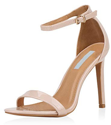 SCARPE VITA Damen Sandaletten Riemchensandaletten Stiletto High Heels Leder-Optik Party Schuhe Elegante Abendschuhe Absatzschuhe 177353 Nude 36