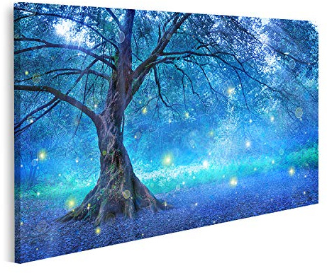 islandburner Tableau sur toile Arbre féerique dans la forêt mystique Cadre Affiche Poster Murale Tableaux