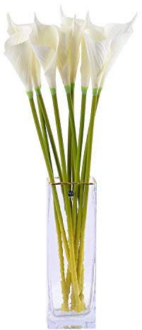 cn-Knight Lot de 10 lys calla artificiels de 66 cm de long pour décoration d'intérieur, centre de table, mariage, bouquet de mariée (blanc)