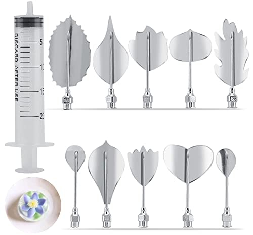 3D Gelée Gelatin Art Outils, Lot de 11 Outils de Décoration de Gélatine pour Gâteaux Gelée Fleurs Outils Décoration Gâteaux Aiguilles Acier Inoxydable pour Gâteaux en Gelée Avec Seringues