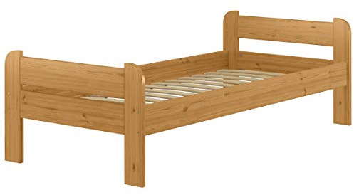 Erst-Holz®Einzelbett Echtholzbett Kiefer Massiv 90 x 200 cmFederleisten