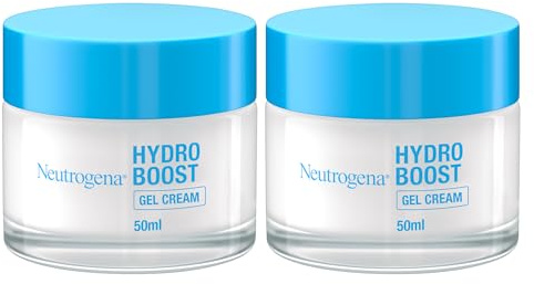 Neutrogena Hydro Boost Crema Gel, Crema idratante viso in gel leggero, Crema viso Acido Ialuronico per un'idratazione intensa, Ideale per pelle secca e sensibile, 2 x 50 ml - Esclusiva Amazon