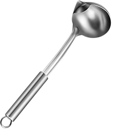 304 Stainless Steel Soup Ladle Scoop Oil Separator Spoon for Grease, Gravy, and Foam Cooking, Oil Filter Scoops and Skimmer Soup Colander Home Kitchen Restaurant Tools