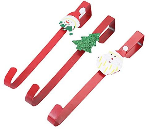 3X Türhaken Kranz, 29cm Haken für Türkranz Haustür innen und außen, Kranz Aufhänger aus Metall, Türkranz-Haken Kleiderbügel für Weihnachten Dekoration (2)