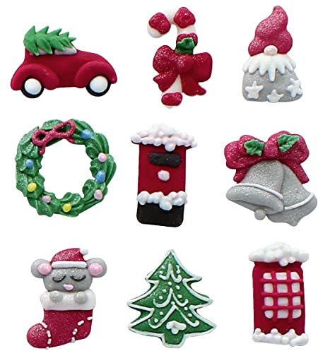 Cullpitt Lot de 9 décorations comestibles pour gâteaux de Noël Finition brillante 35 mm