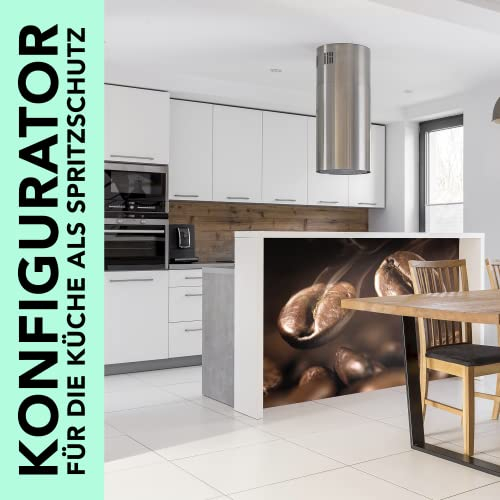 Dedeco individuelle Küchenrückwand mit Wunschmotiv, eigener Größe, Aluminium Acryl Hartschaum PVC Spritzschutz Fliesenspiegel Fliesenersatz Küchenwand Wandschutz wasserfest, inkl. UV-Lack glanz/matt