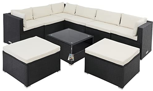 Casaria Gartenmöbel Lounge Set für 8 Personen mit Tisch Schwarz-Creme