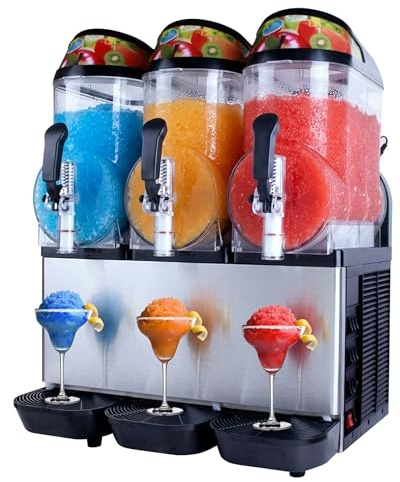 Commercial Frozen Ice Drink Slush Machine with LED Lights & Adjustable Thermostat Slushie Maker Machine for Bars, Cafes, Hotels | Easy Clean, High Quality, Reliable Performance - (3 Tank Slush)