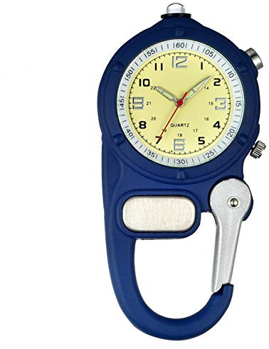 Avaner Taschenuhr mit Karabiner Karabineruhr Rucksack Schnalle Uhr mit Leuchtzeiger und Notfall Kleine Taschenlampe Unisex FOB Analog Quarzwerk Uhr für Klettern Sport