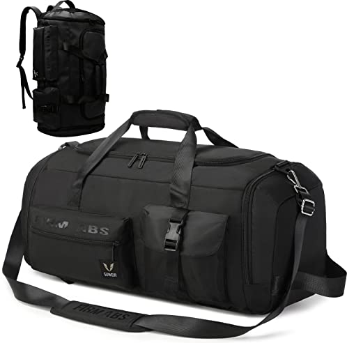 Suweir Reisetasche Groß Damen Herren 65L Sporttasche mit Schuhfach und Nass-Trockenfach Large Capacity Travel Bag Schwimmtasche Übernachtung Tasche für Reisen,Sport, Fitness (Schwarz Black)