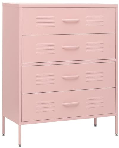 vidaXL Byrå rosa 80 cm x 35 cm x 102 cm stål