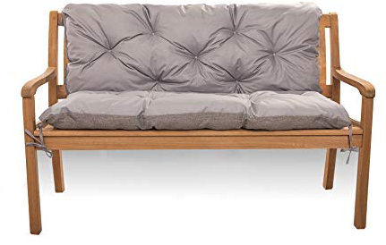 Cojín de asiento para columpio de Hollywood, banco con respaldo, cojín para columpio de jardín, cojín de banco para exteriores (160 x 60 x 50 cm), color gris