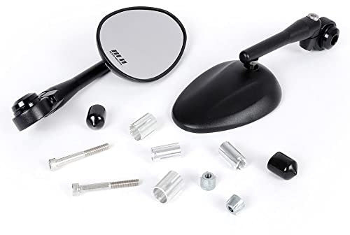 MOTO NOSTRA Spiegel Set 1403 CNC schwarz matt, oval, Aluminium, Lenkerendenspiegel kompatibel für Scooter, Roller, Moped, Motorrad, Universal