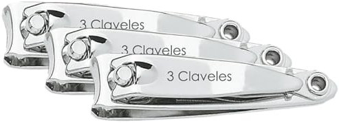 3 Claveles 12414 Cortauñas con Lima, Cromado de 5 cm (Paquete de 3)