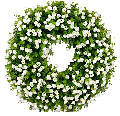 Türkranz Ganzjährig Außen Deko,Personalisiert Künstlicher Blumenkranz Deko für Haustür,Frühling Sommer Außen Türkranz Modern Deko zum Aufhängen,Bauernhaus Willkommens Girlande (#5, 40x40cm)