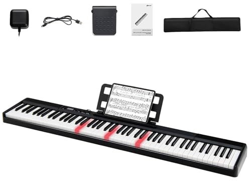 Maxmass 88 Key Keyboard Piano, Full Size Semi-Weighted Digital Piano with Split Function, Bluetooth MIDI Function, Carry Bag and Sustain Pedal, Portable Music Keyboard for Beginners Adults Kids