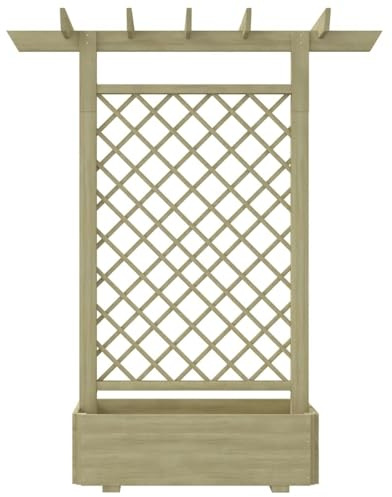 Tidyard Pergola mit Pflanzkasten Rankgitter,Pflanzkasten mit Spalier 162 x 56 x 204 cm (L x B x H) aus Kiefernholz grün-imprägniert Verrottungsbeständig für Balkon,Sowie und Terrassen