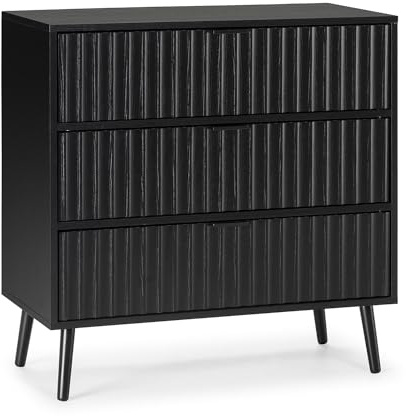 HOMN LIVING Kommode Lluvia 3 Schubladen Schwarze, 80 cm (Breite) x 40 cm (Tiefe) x 80 cm (Höhe)