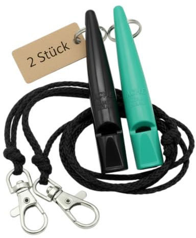 ACME Hundepfeife No. 211,5 mit Pfeifenband | Im Doppelpack | 2 Pfeifen inklusive 2 Bänder | Ideal für den Rückruf - Laut und weitreichend (Black + Emerald Green)