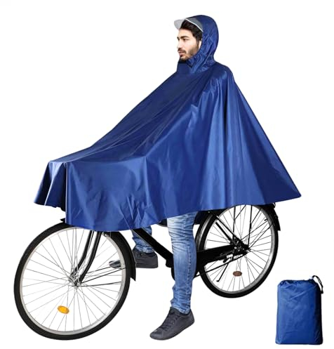 NebulaGlam Regencape Fahrrad, Wasserdicht Radfahren Regen Poncho, Regenponcho Fahrrad Wasserdicht, für Damen Herren Wiederverwendbare, für Radfahren Wandern (Blau)