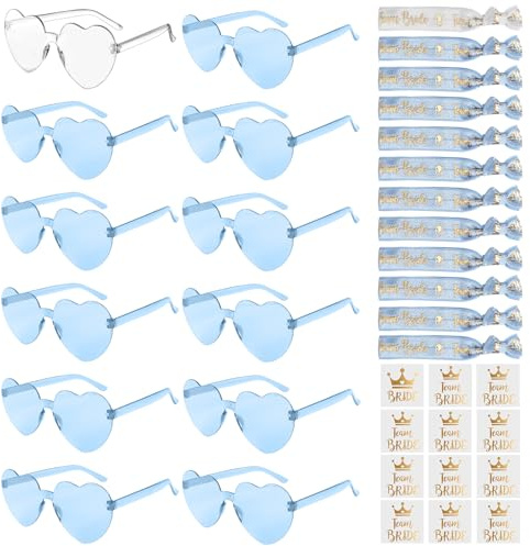 Ainiv JGA Accessoires Frauen, JGA Brille Team Braut Haargummi | Herzförmige Sonnenbrille, Bride Tattoo Aufkleber, Bride Tattoo Aufkleber, Jga Deko für Junggesellinnenabschied, Party