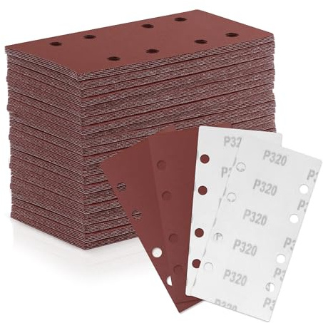 ZEHIQ 93x185mm Schleifpapier Set 100 Stück 8 Loch Klett Körnung 320 | 8 Loch Staubabsaugung, langlebig, schneller Klettwechsel, gleichmäßiges Schleifen, ideal für Holz und Lackarbeiten