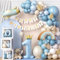 Toyssa Decoration Anniversaire 1 An Garçon Bleu avec Boîte à Ballons Banderole Joyeux Anniversaire Ballons en Aluminium Ballon 1 An, Kit Arche Ballon pour Garçon Baby Shower Baptême