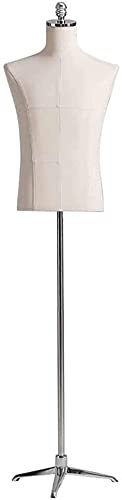 XINYUNFEI Schneiderpuppe Verstellbar Beige Männliche Leinenschaufensterpuppe Torso, Kleidungsform Kleidungsständer Mit Metallbasis - Leicht Zusammenbauen Und Sauber(Style 1)