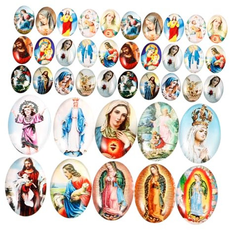 OFFSCH 1satz Flachen Glas- Mit Jesus-maria-muster Für Schmuckherstellung Bastelbedarf Vielseitige Glatte Und Langlebige Für Halsketten Armbänder Und Ohrringe