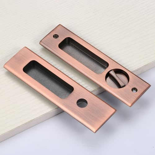 HOCONNIE Serratura Porta Scorrevole Senza Chiave Serratura Porta a Scomparsa Maniglia Porta Scorrevole Incasso Serratura Della Porta 160mm (Bronzo Rosso)