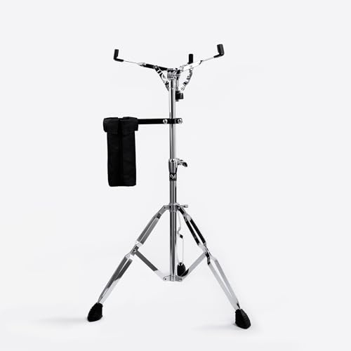 Vaisoeny V-EJGJ001 Snaredrum-Ständer, Snare-Ständer mit Drum-Stick-Halter, doppelstrebig, verstellbar, verlängerte Höhe 74,9 cm bis 119,4 cm, Schlagzeug-Pad-Ständer für 25,4-38,1 cm Snaredrum und