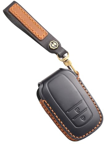 Ysbxitu für Toyota Autoschlüssel Hülle etui Leder Schlüsselanhänger-Hülle Passt für Toyota Yaris Cross Hybrid Corolla RAV4 Prius Camry Auris Fortuner Highlander Car keychain 2020-2024