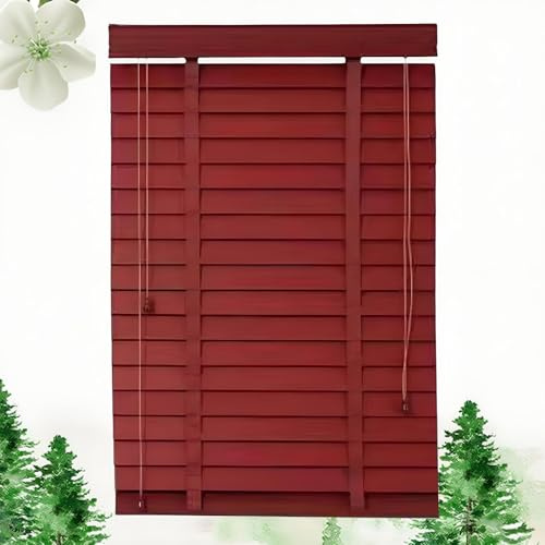 Eiauiuo Wooden Venetian Blinds For Windows & Doors, 50mm Slats, Blackout & Anti-UV Sun Protection, Horizontal Blinds For Soundproofing, Adjustable Window Coverings(60x170cm)