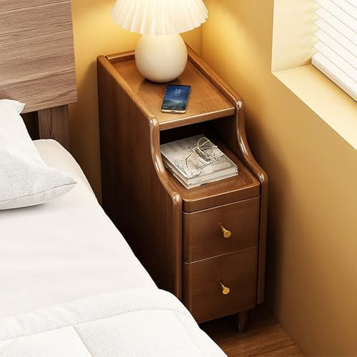 ZDMZR Narrow Nightstand, Solid Wood Bedside Tables, Bedside End Table with Storage Drawer, Small Nightstand, Nightstand with Drawer(20cm/8in)