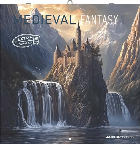 Alpha Edition - Medieval Fantasy 2026 – Wandkalender 30×30 cm mit mittelalterlichen & fantastischen Motiven, 6-sprachiger Broschürenkalender für Mittelalter-Fans, Rollenspieler & Fantasy-Liebhaber
