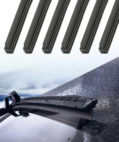 Flaconi 6PCS Gomma Tergicristallo per Automobile,Gomma di Ricambio per Tergicristalli,Senza Telaio Strisce di Gomma,Adatto ai Finestrini Anteriori e Posteriori Della Maggior Parte dei Veicoli