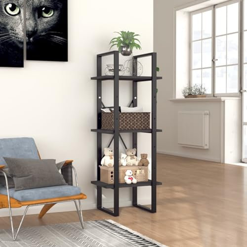 Fasba Bücherregal, Standregal, Aktenregal, Wandregal, Raumteiler, Regal, Raumtrenner, Büroregal, Mehrzweckregal, 3 Fächer Grau 40x30x105 cm Holzwerkstoff