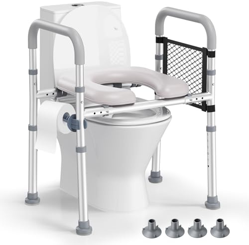 Raised Toilet Seat, Toilet Seat Riser for Elderly with Adjustable Height and Width, Raised Toilet Seat with Handles for Elderly, Handicap, Elevated, Pregnant, for Any Toilet, Heavy Duty Up to 330lbs