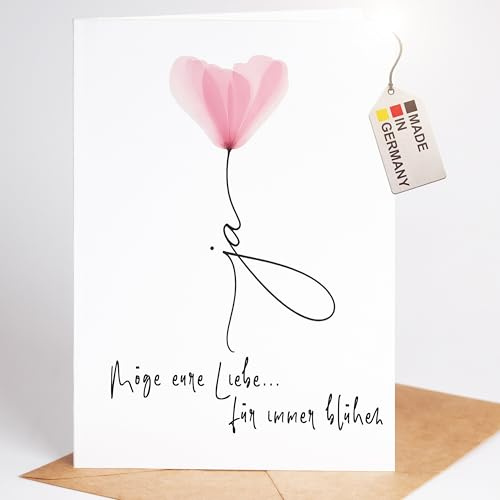 myDreamwork® Hochzeitskarte A6 – Glückwunschkarte zur Hochzeit mit Blumenmotiv – Karte zur Hochzeit inkl. Umschlag – liebevolle Grußkarte oder Postkarte für Brautpaar – Made in Germany
