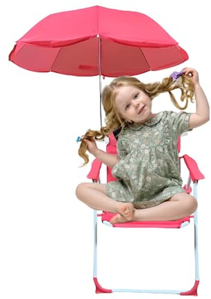 Sedia da Spiaggia per Bambini con Ombrellone - Sedia da Giardino Pieghevole - Esterna Leggera Portatile Anti Sabbia per Spiaggia Viaggi Picnic Parco Giardino Campeggio Piscina Vacanze